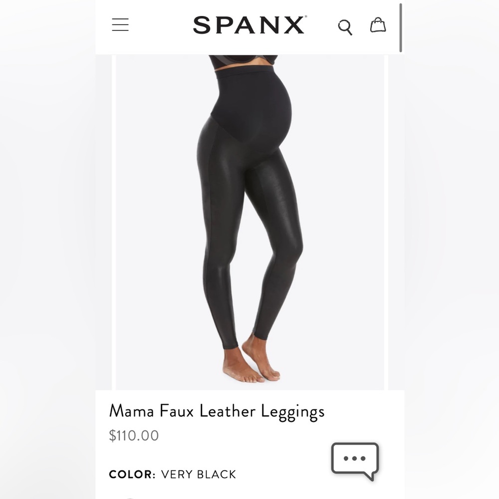 Spanx mama faux leather leggings medium black